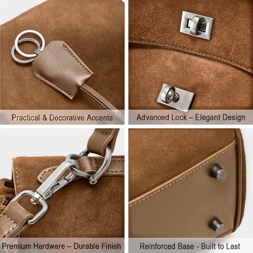 Bolsa tote de gamuza para mujer con cuero suave miniatura 5