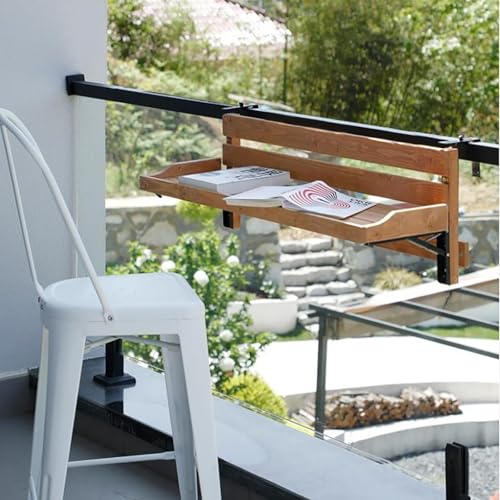 Table de balcon pliante murale 60x24 cm pour balustrade