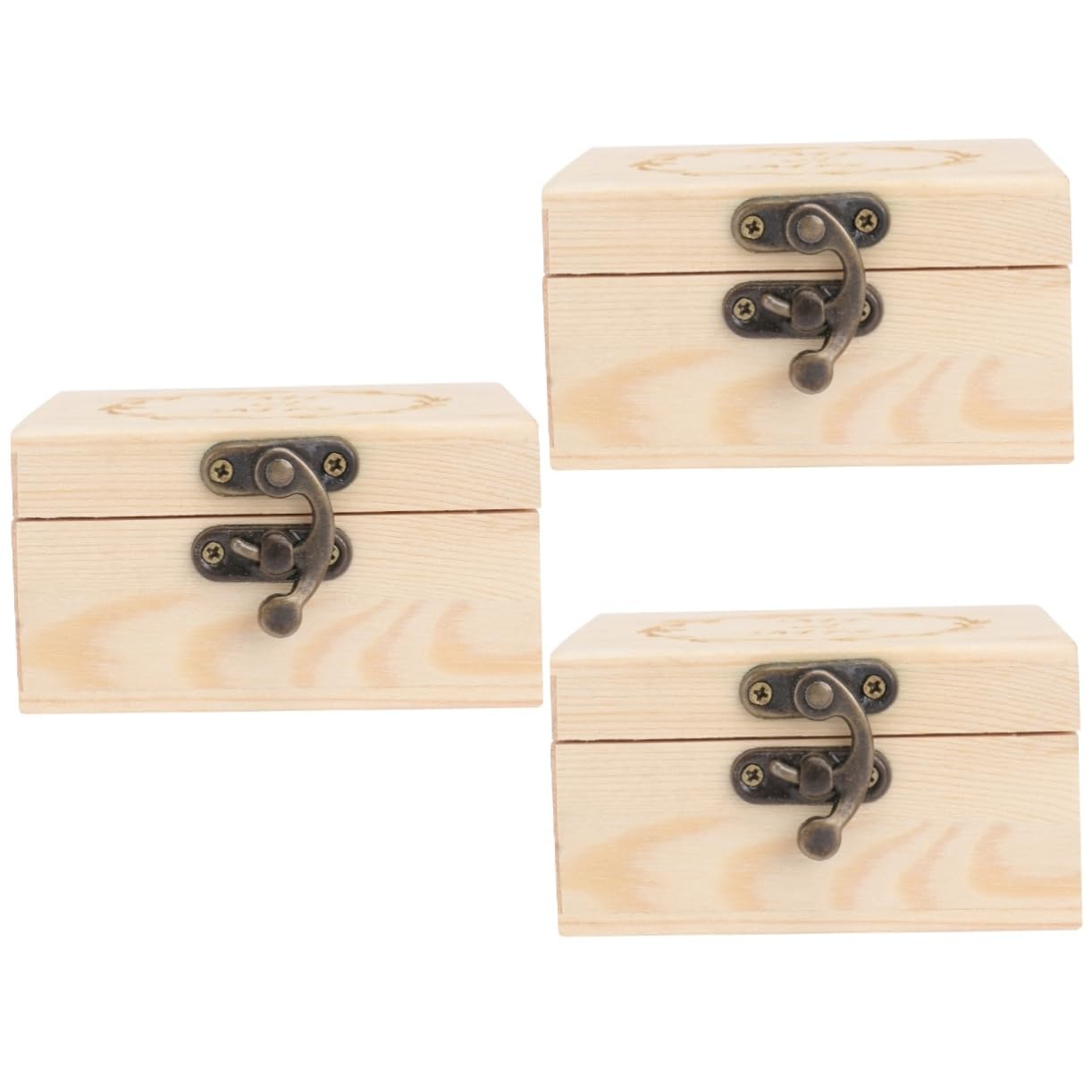 3pezzi Scatola Per Anelli Legno Vintage Portagioie Rustico Per Matrimonio e Fidanzamento Contenitore Con Copertura Per Proteggere Le Fedi Nuziali