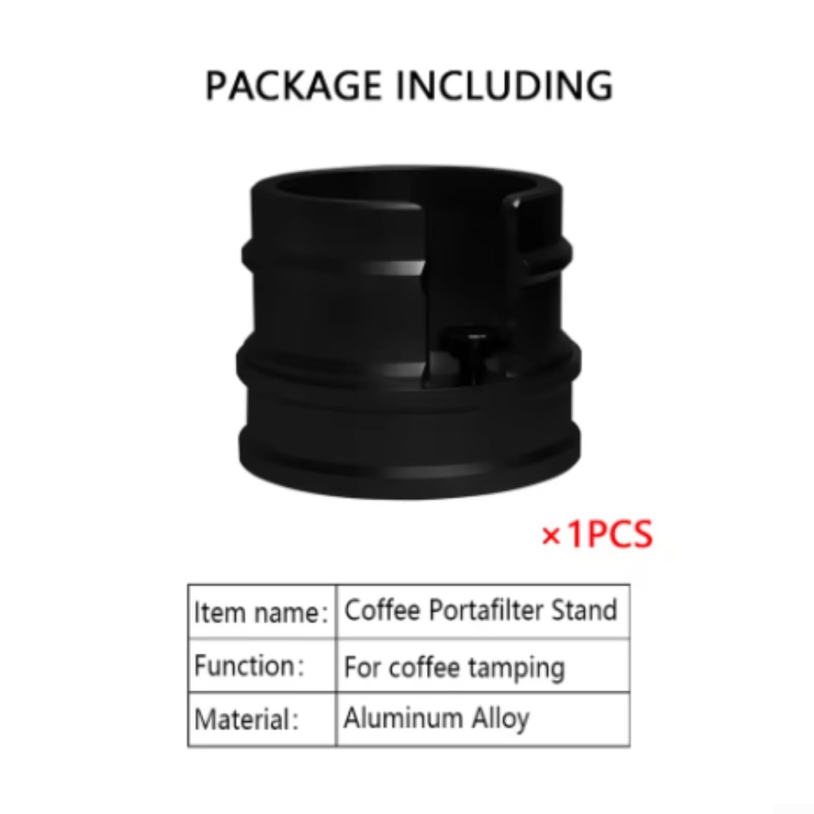 Supporto per caffè in lega di alluminio per portafiltri da 51 53 54 58 mm, base in silicone antiscivolo, vite regolabile per proteggere dai graffi, nero