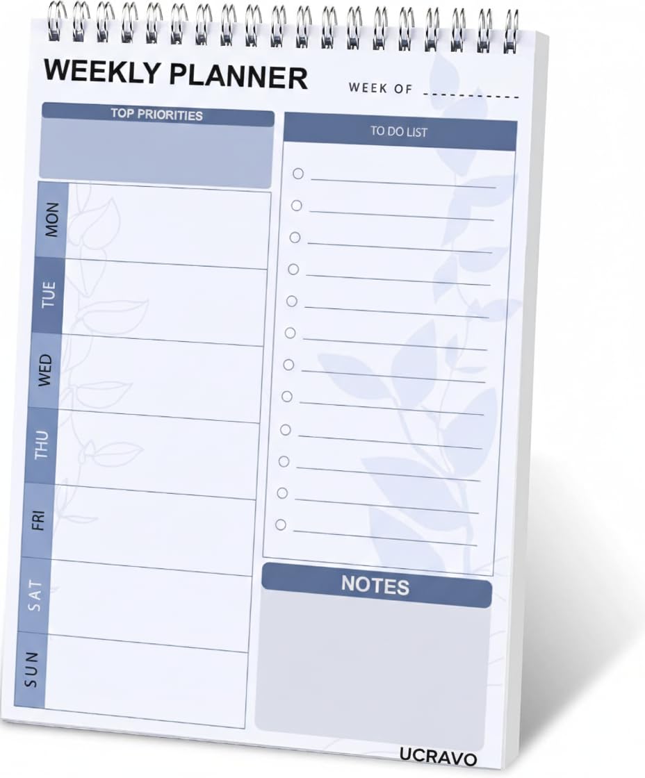 UCRAVO Weekly Planner Notepad Desk Pad with Monday to Sunday Schedule,Top Priorities Box,Weekly To Do List Checklist & Notes Section Undated Productivity Organizer Notebook for Office Desk Planning-image-45
