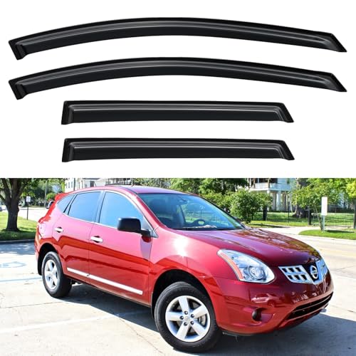 Image of Window Visors Rain Guards for 2009 2010 2011 2012 2013 Nissan Rogue, Out-Channel Window Vent Wind Deflectors Visors Shades for 2014 2015 Rogue Select