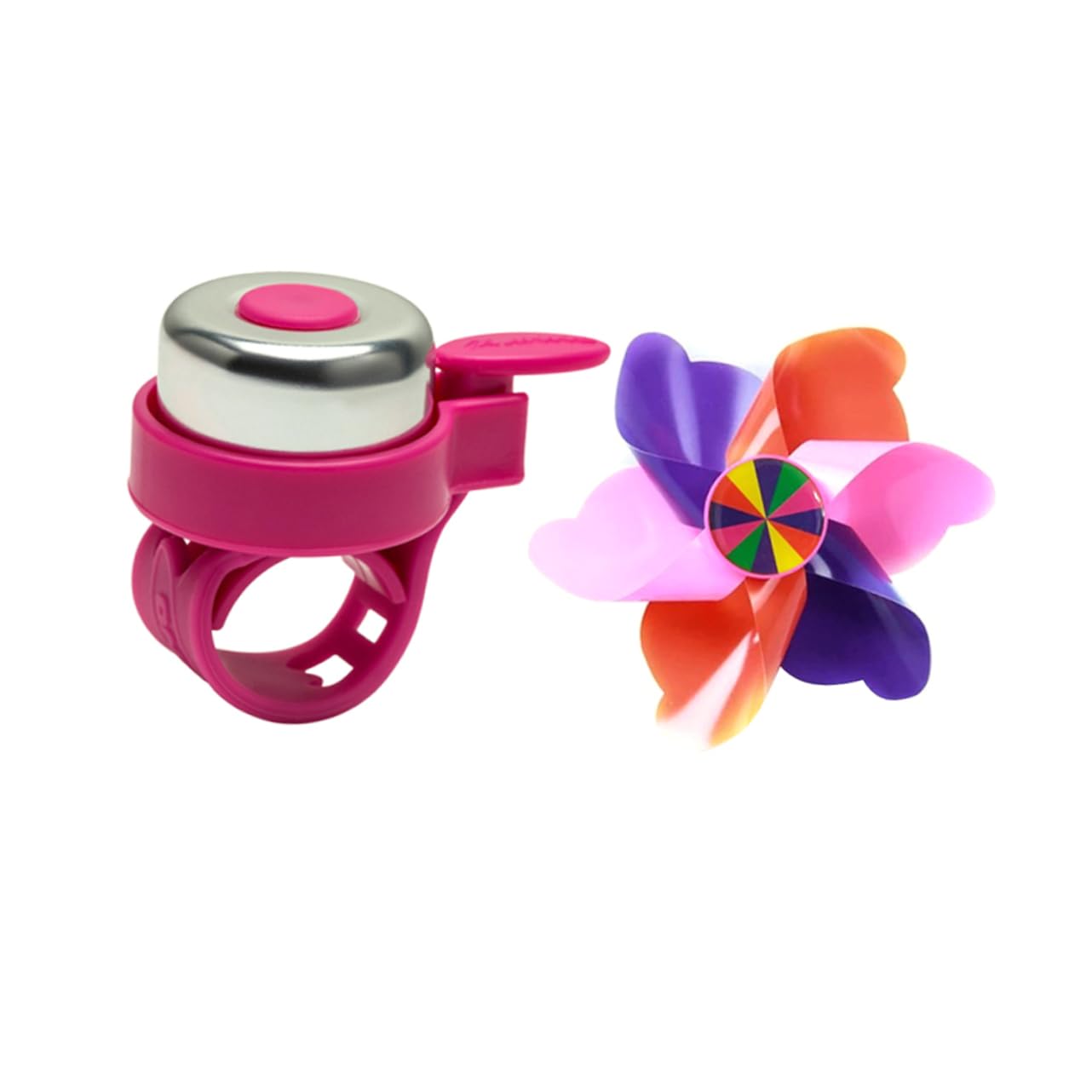 GRIRIW 1Set Pink Handle Bar Bell Windmill Bike Decoration Set Creative Bike Accessories for Durable Cute Design Present for Young Riders