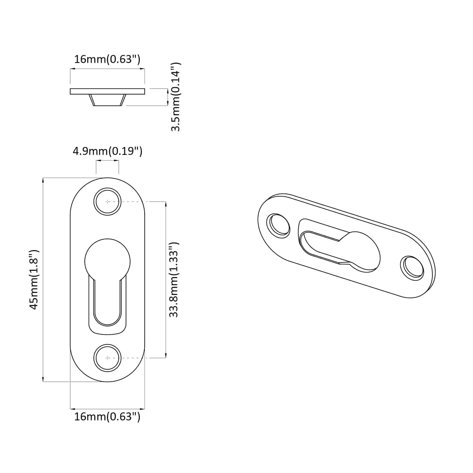 Wieszak na dziurkę od klucza z żelaza, srebrny, 45 x 16 x 3,5 mm, 3673 sztuki, akcesoria montażowe dla majsterkowiczów, akcesoria budowlane, materiał mocujący do łatwego mocowania i organizacji