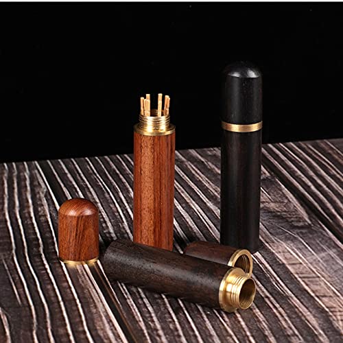Ismeally 2Pcs Portable Wooden Toothpick Holder Toothpick Dispenser Bucket Toothpick Holder Mini Toothpick Needle Box Pocket Case
