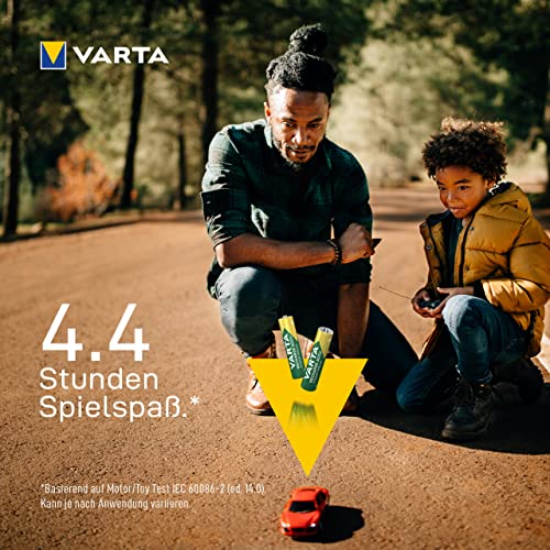 VARTA Batterien AAA, wiederaufladbar, 4 Stück, Power on Demand Recharge Accu, Akku, 1000 mAh Ni-MH, ohne Memory Effekt, vorgeladen, sofort einsatzbereit