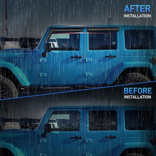 Image of Nilight Tape-On Rain Guards for Jeep Wrangler JK 2007-2018, 4PCS