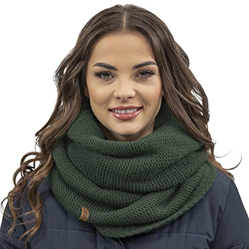 Vivisence Wintersjaal voor dames, warme en gezellige nekbedekking voor winter en herfst, warme dikke sjaal, klassieke wintersjaal voor dames, model 7103S, gemaakt in de EU, Groen, Eén Maat