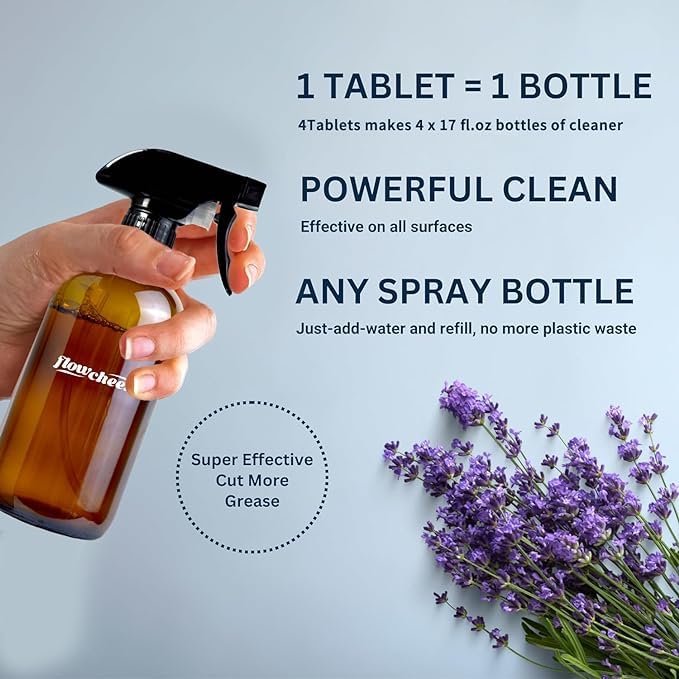 Image of flowcheer Multi Surface Cleaner Refills - 6 Pack (Lavender) | All Purpose Cleaning Refill Tablet-Makes 96 fl oz Bottles of Spray Cleaner for Household & Kitchen
