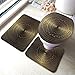 Produktbild Gold Schwarz Tropical Beauty Fashion Nature Badteppich-Set 3-teilig, Rutschfester, saugfähiger Badteppich, U-förmige Toilettenmatte, verlängerter Toilettendeckelbezug