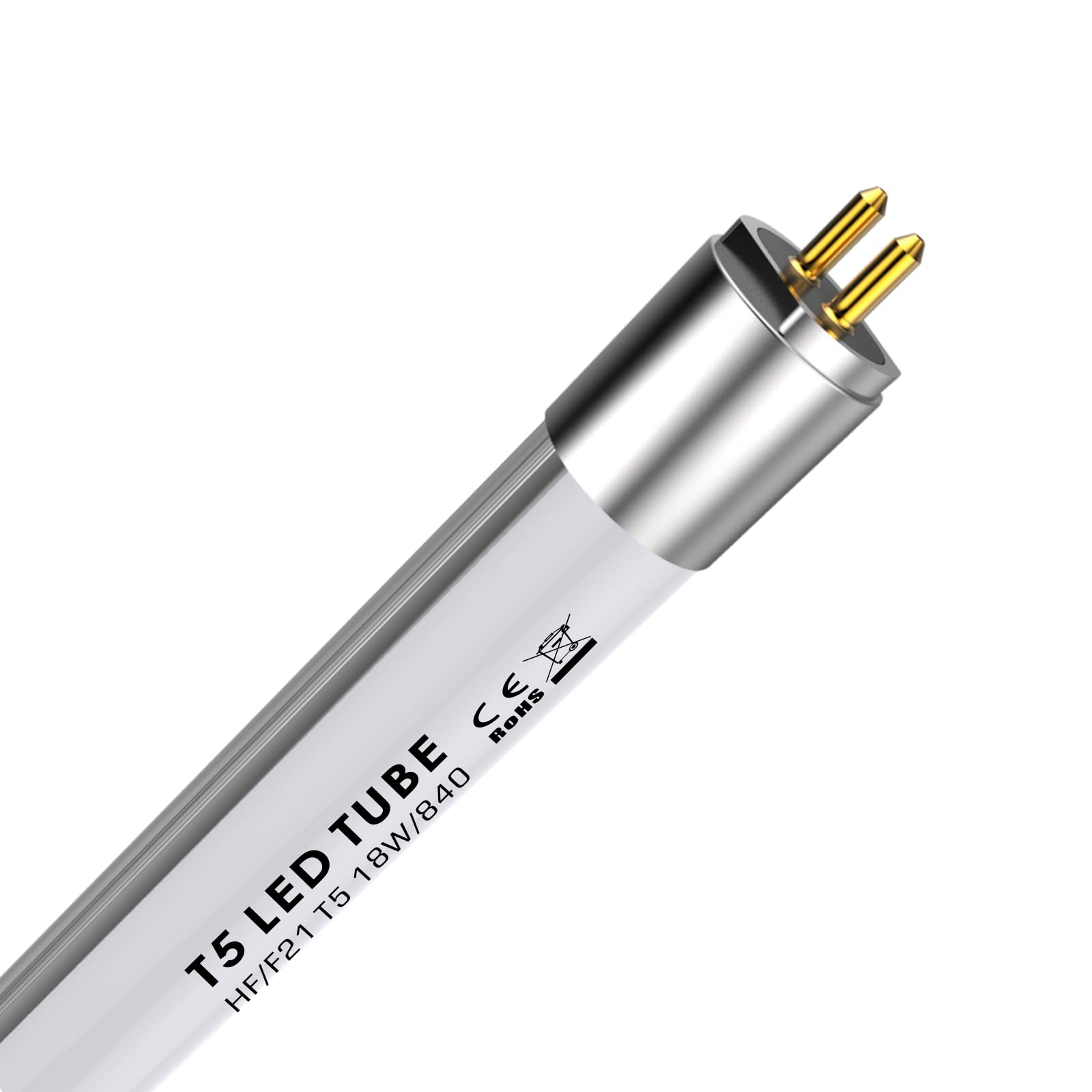IHYCTV LED Tube T5 85 cm F21T5 18W 2050lm 4000K 840 Cool White, Replaces 39W Fluorescent G5, EVG Compatible, Direct Installation, Anti-Glare 140°, 1 Piece