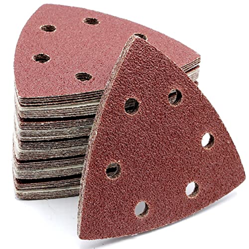 50 pezzi in velcro triangolare carta vetrata 93 x 93 x 93 mm per levigatrice a delta Bosch PDA 100 120 180 PDA 180 E 240 E GDA 280 E (60 pezzi MIX)