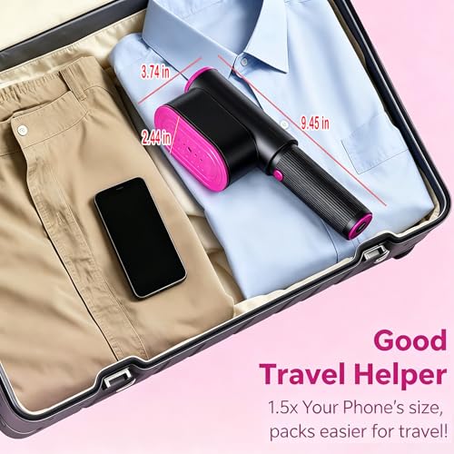 Image of 2 in 1 Travel Steamer Iron for Clothes,1200W Portable Handheld steamer for clothes, One-Button Switch, Fast Heat-Up, Quick Wrinkle Removal, Dry & Steam Ironing,110V(Black)