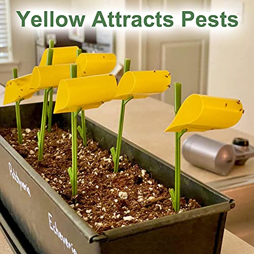 Garsum 42 Traps Sticky Houseplant Traps Gnat Yellow Insect Trap Indoor Fruit Fly Stakes Trap #TOP5