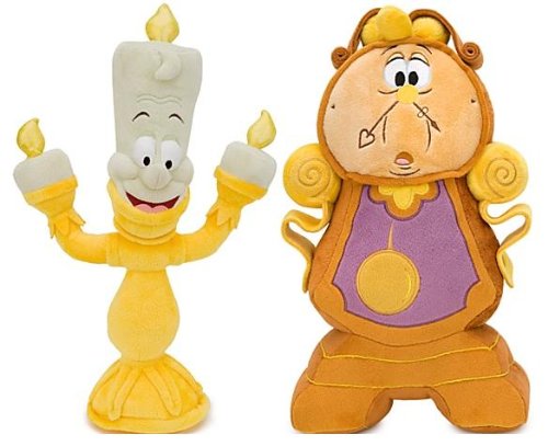 Disney Store Beauty and the Beast Lumiere and Cogsworth Deluxe Plush