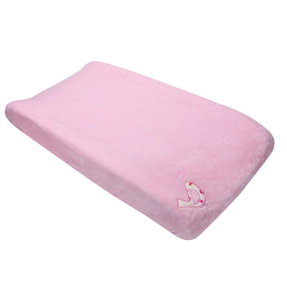 1 PC Soft Plush Pink Embroidery Bird Nursery Diaper Changing Table Cover Sheet Baby Girl Baby Boy Diaper Changing Pad Cover Sheet 1PC (Pink Birds)