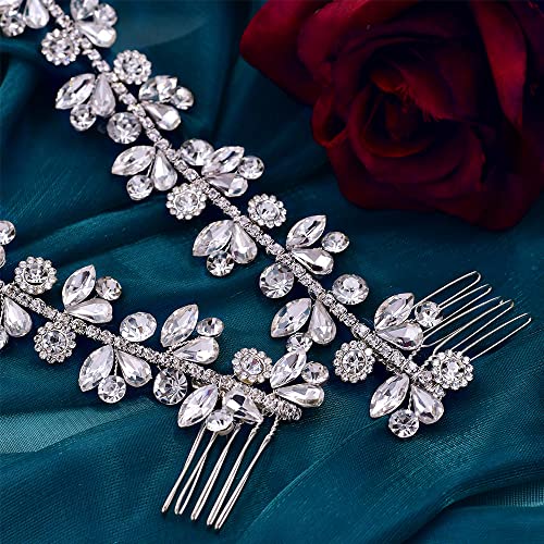 Wedding Bridal Crystal Headband For Woman Rhinestone Hair Comb Wedding Headdress，Wedding Headbands Chain Head Jewelry Hair Pieces Crystal Head Chains #TOP5