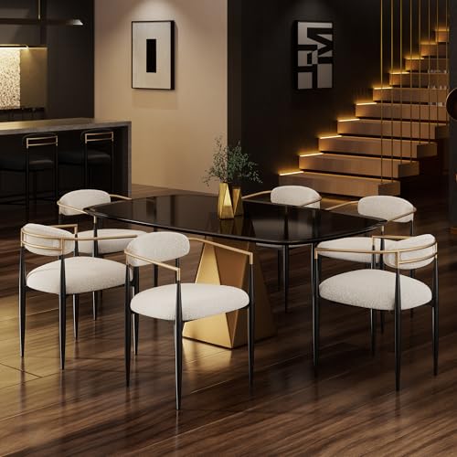Morden Fort Modern Dining Chairs Set of 6, Upholstered Boucle