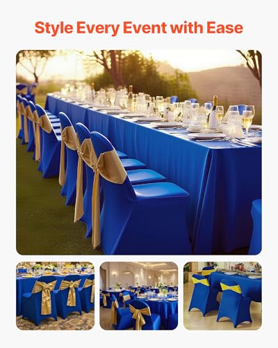 Image of VEVOR Chair Covers, Polyester Spandex Chair Cover, Stretch Slipcovers for Wedding Party Dining Banquet Flat-Front Chair Covers (Royal Blue-c, 50PCS)