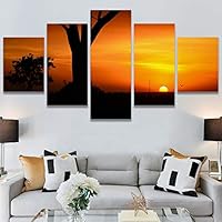 SIGNWIN 5 Panel Canvas Wall Art Setting in The Trees for Home Decorations Ready to Hang - 60