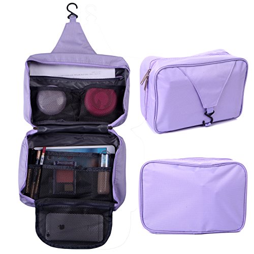 HDE Personal Travel Shower Organizer Hanging Toiletry Wash Bag Bathroom Tote (Lavender)
