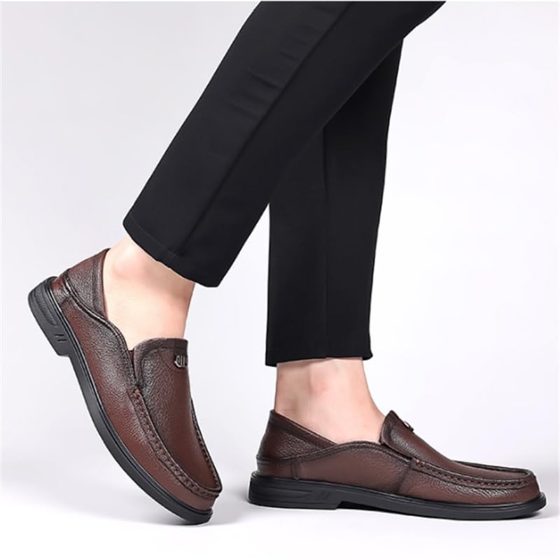 Men's Slip On Shoes Shoes Casual Leather Shoes Soft Sole Loafers Men Versatile Round Shoes Wear-Resistant4