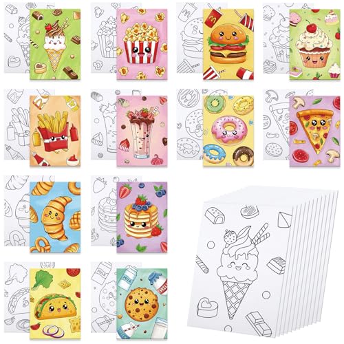 Catálogo para Comprar On-line Lienzos preestirados - los preferidos. 41 Anseal 12 paquetes de lienzo con dibujo para pintar, 12.7 cm x 17.8 cm, lienzos preimpresos de alimentos para niños, lienzos preestirados con contorno para pintar para...