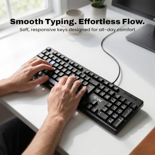 Image of EVM Wired Keyboard Mouse Combo USB | Computer Keyboard and Mouse Combo for Laptop PC | Ergonomic Design | Plug & Play | Smooth Typing & Precise Control | 1 Year Warranty ((EVM-WDKM-513)