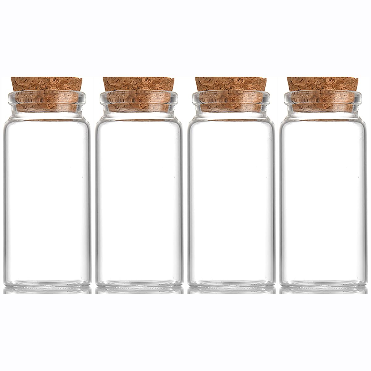 EWEIGEER 4 pcs 60ml Small Glass Bottles with Cork Stopper,Decorative Bottle,Vials Jars,Cute Storage Jar,Wishing Bottle 37x80mm(1.46x3.15inch)
