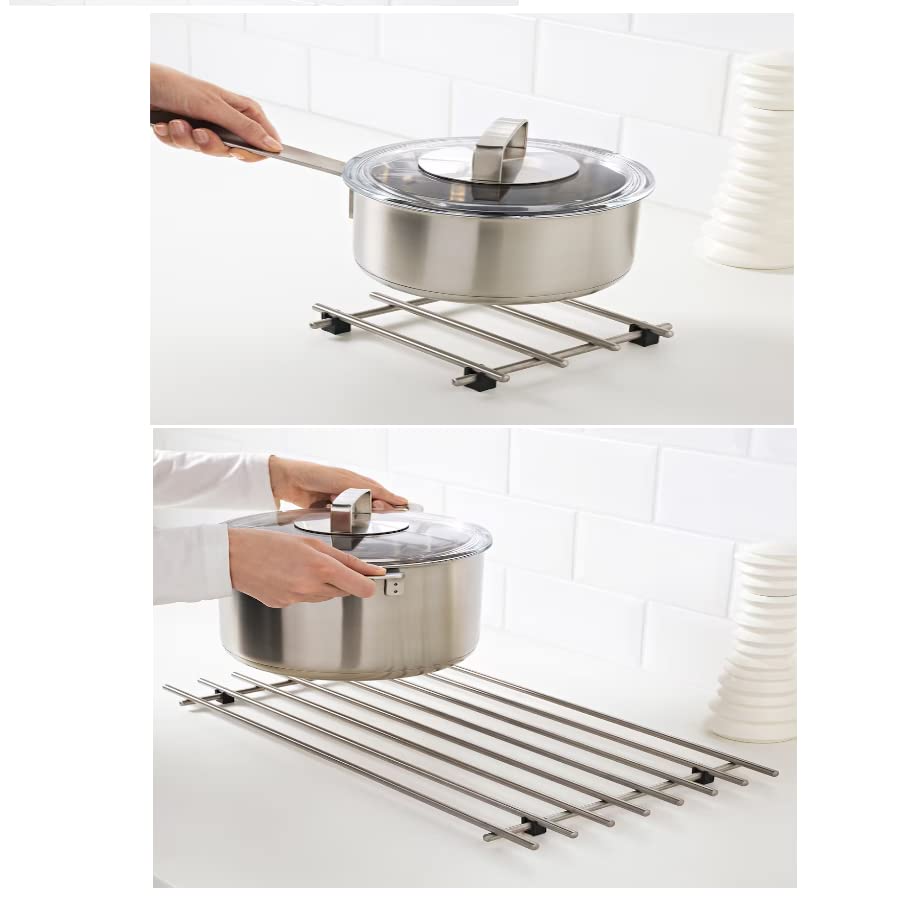 E2B 2 x Trivets Set, Stainless Steel Work Top Protector, Large and Small Trivets for Hot Pan, Trays and Plates Stand 50x28 cm and 18x18 cm