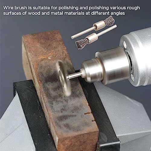 Image of ETFBUY 10PCS Silver 8mm Stainless Steel Extended Pen Shape Wire Brush Sweeping for Compatible Rotary Tool