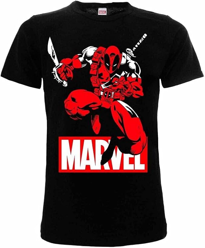 T Shirt Marvel Deadpool Jersey Shirt Man Boy Original Black Cotton