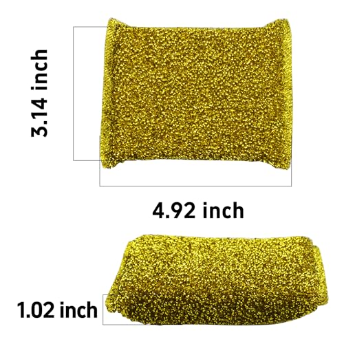Image of 6 Pcs Dish Sponge,Pot Scrubbers for Kitchen Non Scratch,2 Colors 4.92Inx3.14In Cleaner Sponges,Multi-Surface Non-Metal Dish Scouring Scrubbers for Fast Cleaning (Gold & Silver)