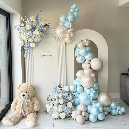 Image of 108Pcs Double Stuffed Pearl Blue Balloon Garland Arch Kit