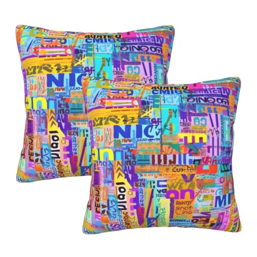 Image of Mexpekil Colored Graffiti Letters Cushion Covers 45x45 cm