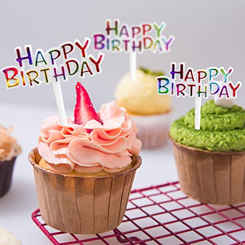 Pack 100 Happy Birthday Cake Toppers Colorful Mini Happy Birthday Cake Toppers Cake Decorations 1St First 16Th 18Th 21St 30Th 40Th 50Th 60Th 70Th 80Th 90Th 100Th Birthday Party Decoration #TOP2
