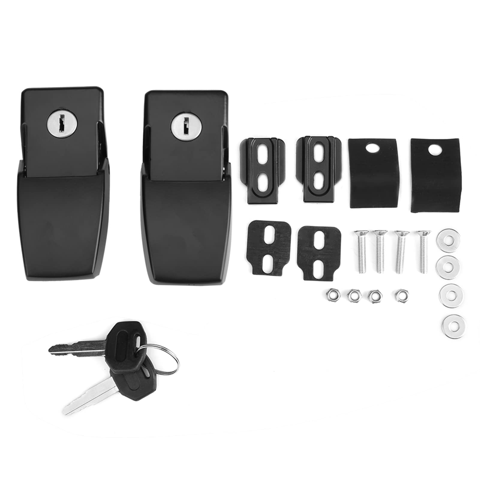 Qiilu Kit de verrouillage du verrou de capot de voiture antivol avec clés pour JK Unlimited 07-17