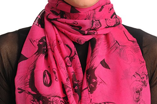 LissKiss Marilyn Monroe On Bright Pink - Pink Designer Scarf4