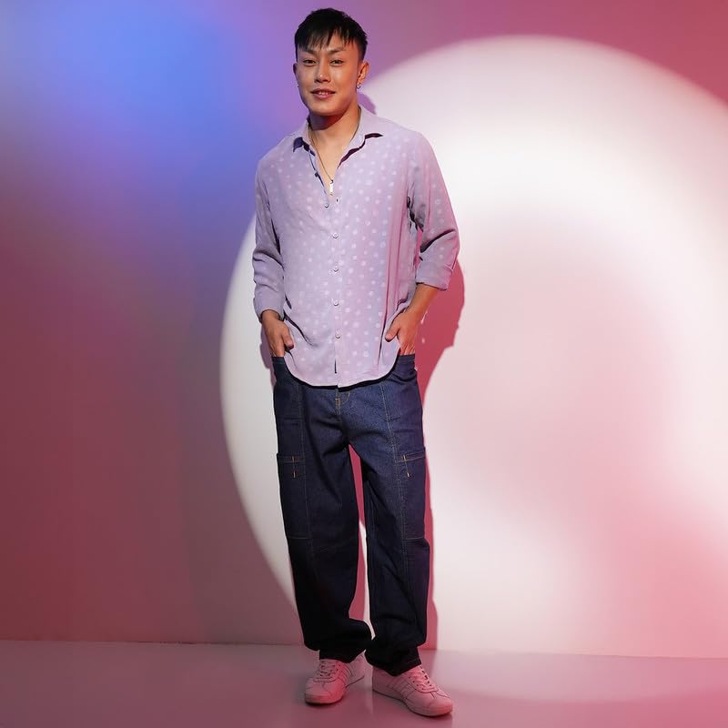 Image of CAHOOT Men's Solid Utility Shirt | Casual Wear | Spread Collar | Long Sleeve | Button Closure | Shirt Crafted with Comfort Fit for Everyday Wear