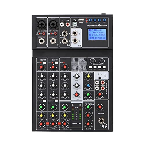 SECJSKJ Conjunto de Mezclador de Controlador de DJ E6 6 Channel Bluetooth 24 Dsp Effect USB Record...