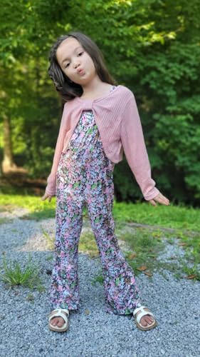 Image of HIHA Girls Sleeveless Jumpsuits Outfit Long Sleeve Twist Front Tops Romper Clothes Set Size 4-12