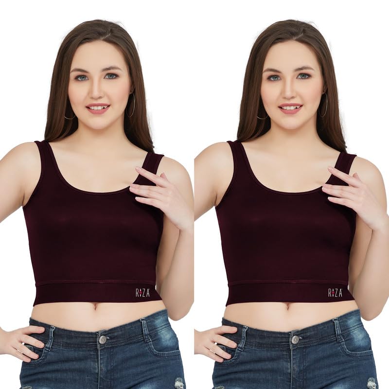 trylo Riza Women's Smooth and Comfortable Materials Sleeveless Slim Fitting Tank Crop Top Camisole Combo Pack of - 2-picture-27