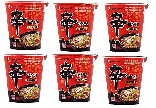 Image of Nongshim Shin Ramyun Instant Noodles Cup 68Gm*6Pack (Pack Of 6) (Imported), Vegetarian, 68 grams