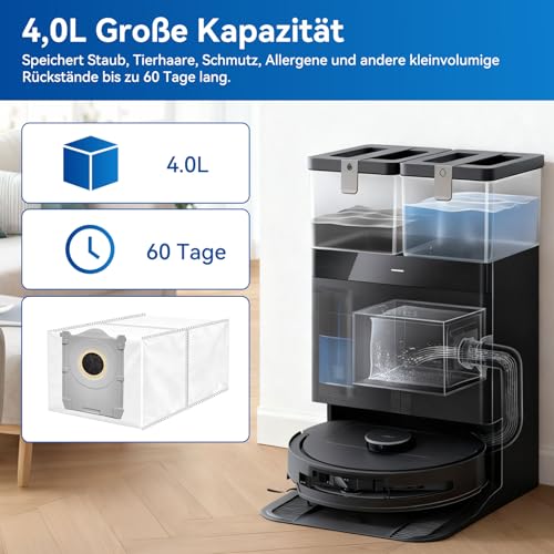 10 Stück Staubbeutel für Ecovacs T80 Omni / T80 / T50 PRO Gen2 / T50 Pro Omni Gen 2 / T50 OMNI / X80 / X9 / T30C Pro Omni Gen 2 Roboter Staubsauger, Staubsaugerbeutel Zubehör Ersatzteile