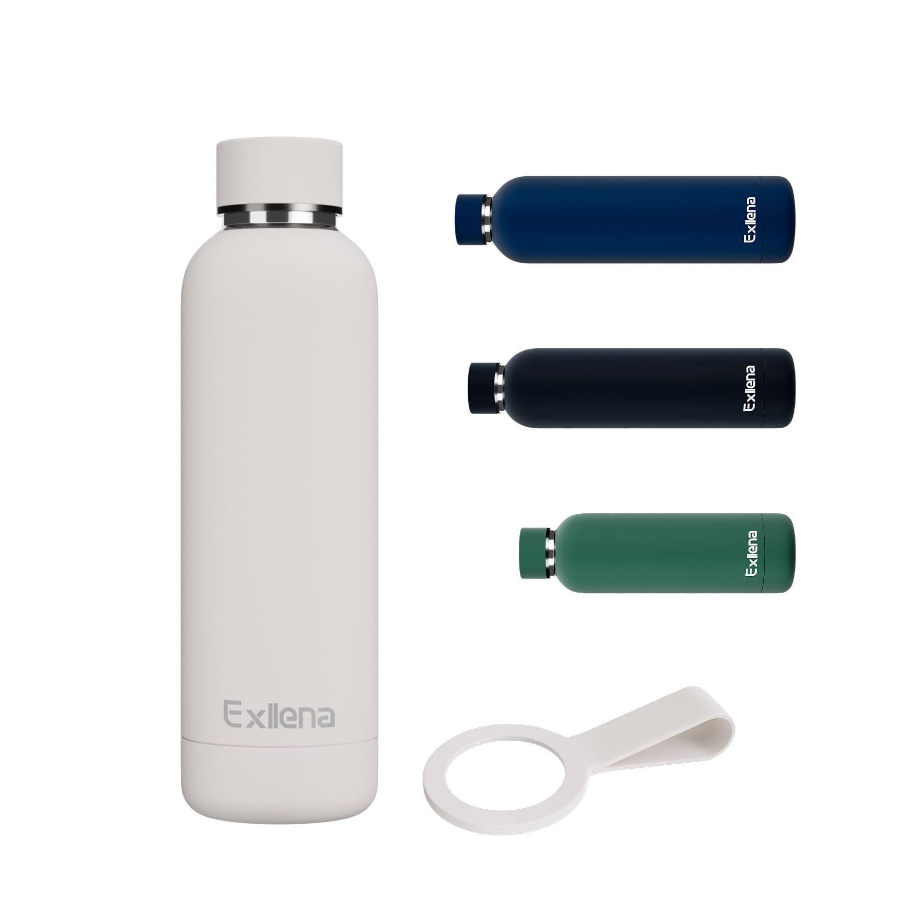 Exllena Borraccia Termica 500 ml - Bottiglia Termica Doppio Vuoto Mantenere Calore/Freddo - Senza BPA - 100% A Tenuta Stagna con Anello per Tote (Beige)