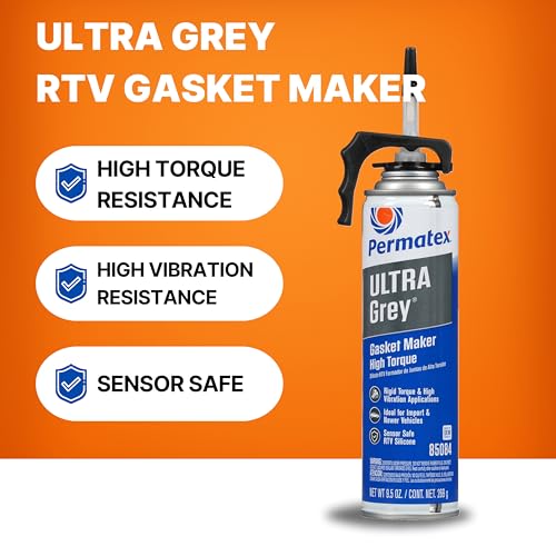 Image of Permatex 85084 Ultra Grey Rigid High-Torque RTV Silicone Gasket Maker, 9.5 oz. PowerBead Can
