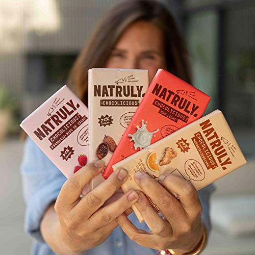 NATRULY Schokolade ohne Zucker und onhe Süßstoffe. Gesüßt mit Fasern aus Zichorien –Pack 4 Mix Flavours – Bild 7