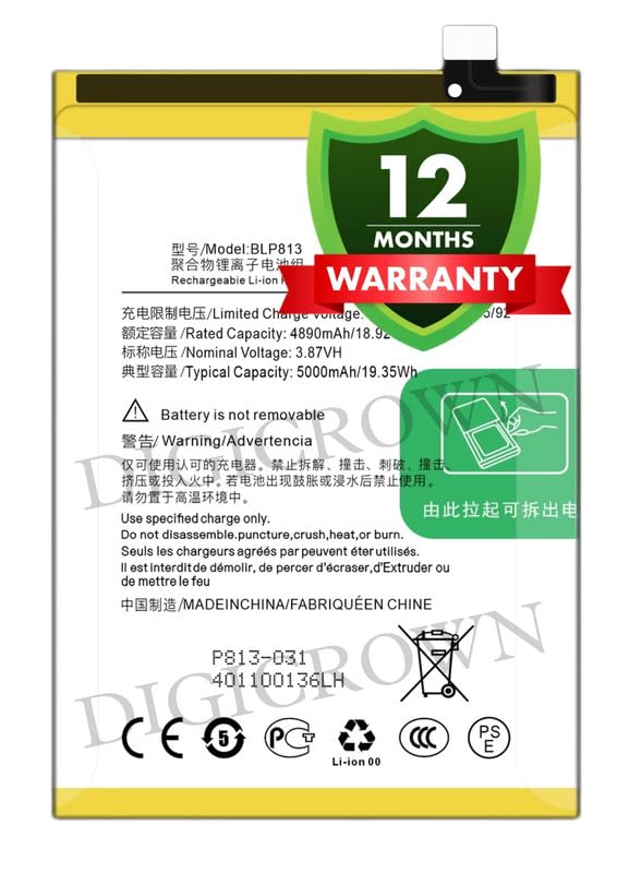 Image of Original BLP813 Battery Compatible for OnePlus Nord N100 - (5000mAh) - 1 Year Warranty DF7