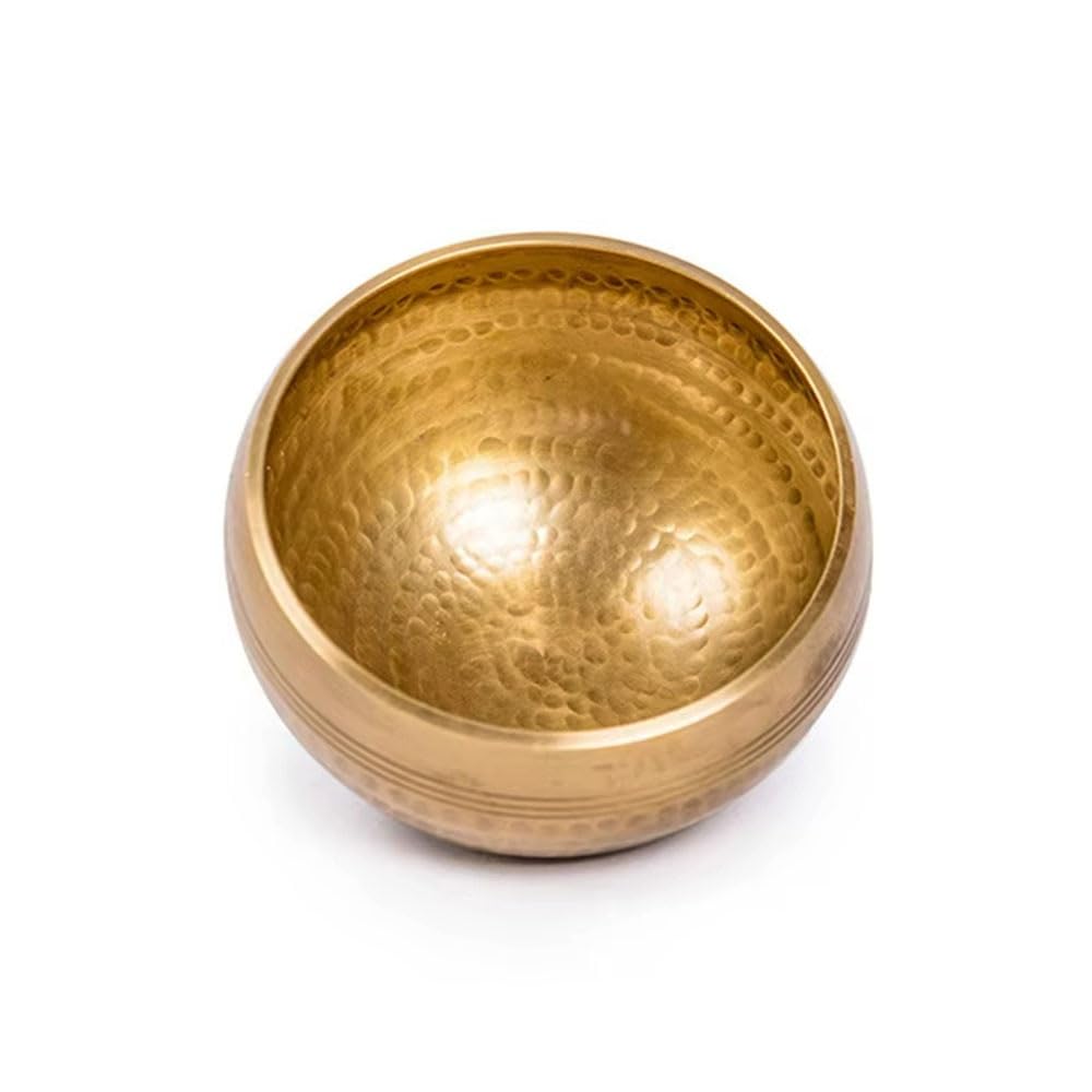 Bol chantant tibétain en laiton fait main, bol de méditation for le yoga et la guérison sonore, soulagement du stress, 1 pièce (9,5 cm)(12cm)
