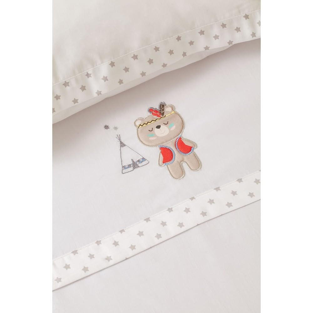 Interbaby Set di lenzuola da miniculla TIPI OSO in bianco e grigio - 450 g